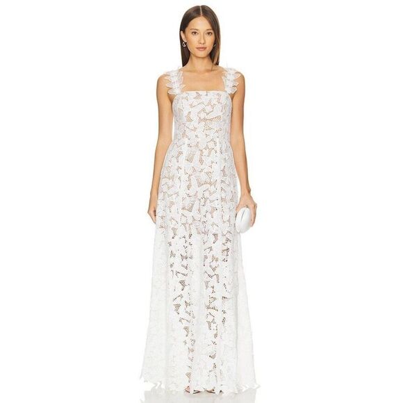 ELLIATT Symi Lace Maxi Dress In White Bridal Bachelorette 👗size S NWT$448 - Picture 1 of 13